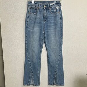 American Eagle 90s Bootcut Split Bottom Denim Jeans Womens Size 2 Short Boho